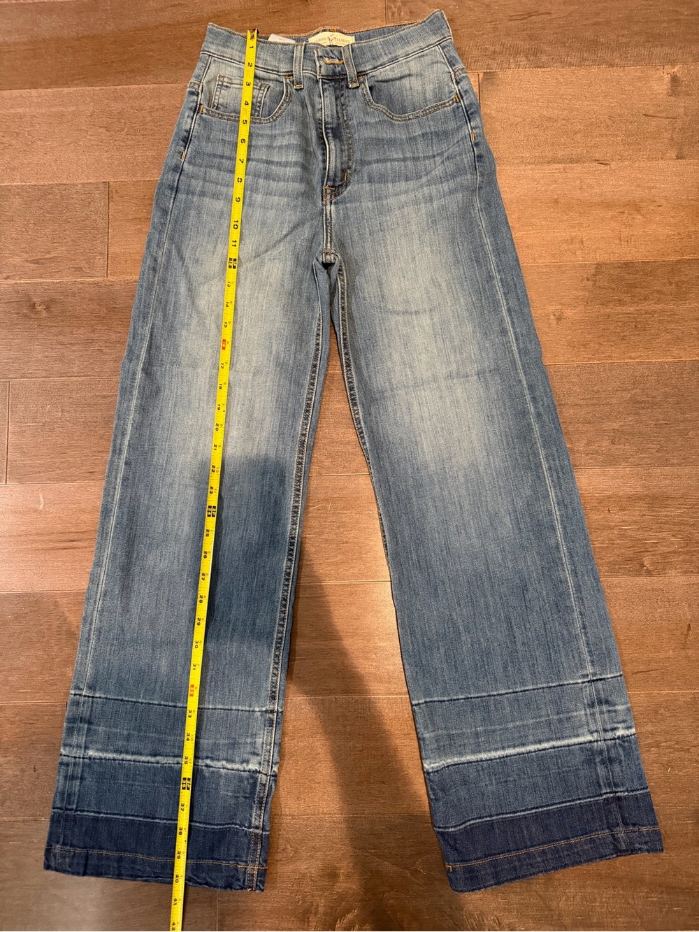 Current/Elliott Two-Tone Light Blue Wide-Leg Jeans